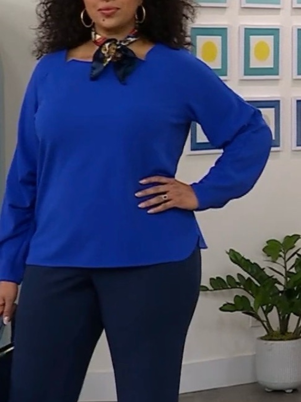 751B-Diane Gilman Crepe Knit Lantern Blouse